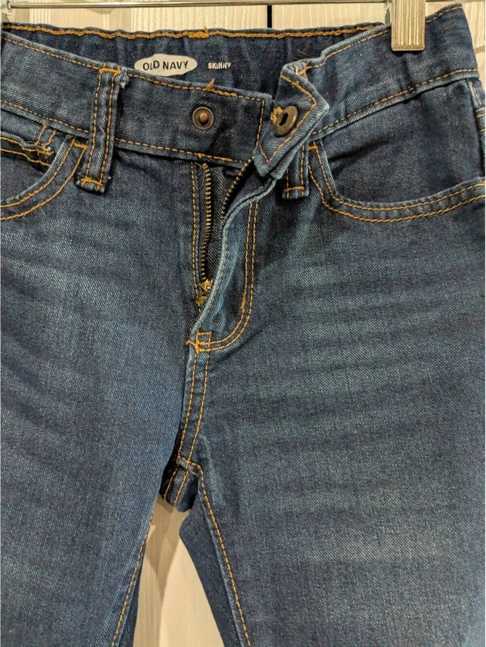 Old Navy Boys Wow Skinny Jeans, Dark Indigo Wash, Size 7, Adjustable Waist